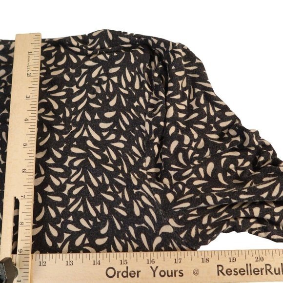 DANA BUCHMAN Top Women's Short Sleeve V-Neck Blouse Black Tan Large - Picture 8 of 12